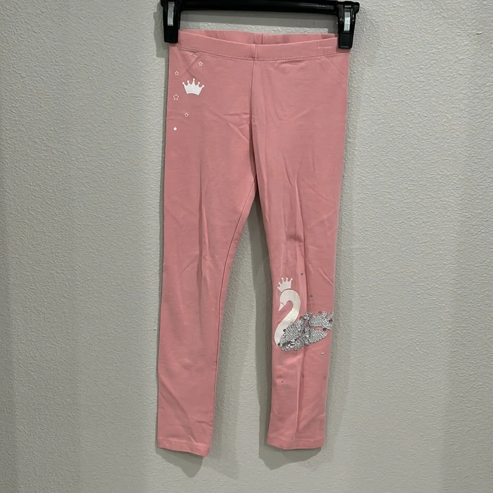 Super cute pink pants with sequin swan